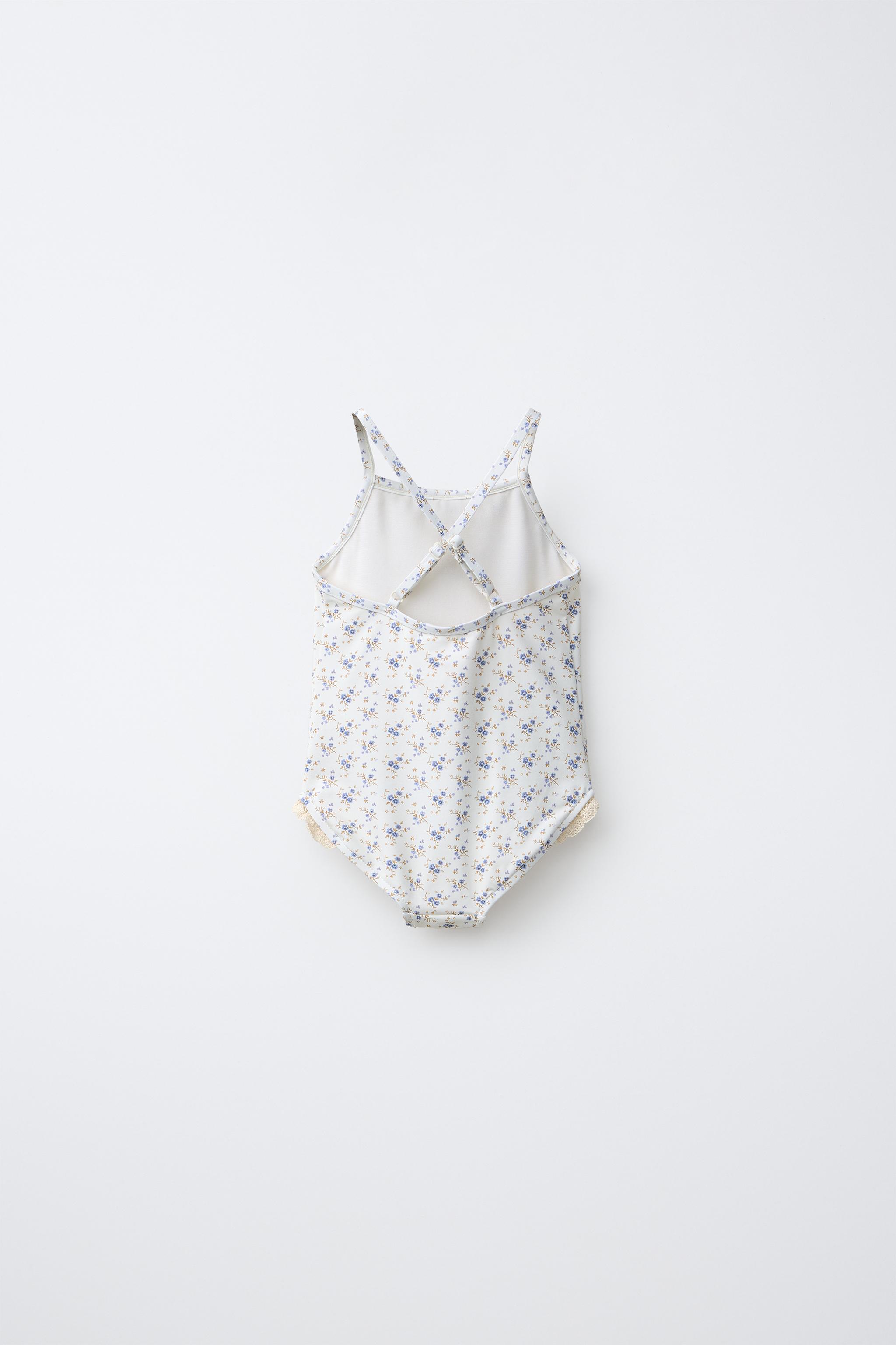 2-6 YEARS/ LACE TRIM FLORAL SWIMSUIT